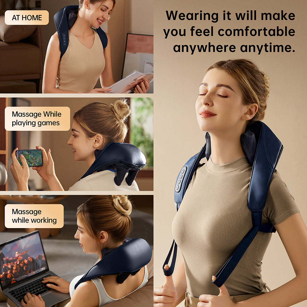 Portable Kneading Shoulder & Neck Massager with Heat Therapy
