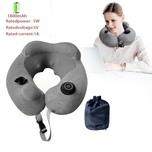 3-Mode Inflatable Neck Massage Pillow for Travel & Relaxation