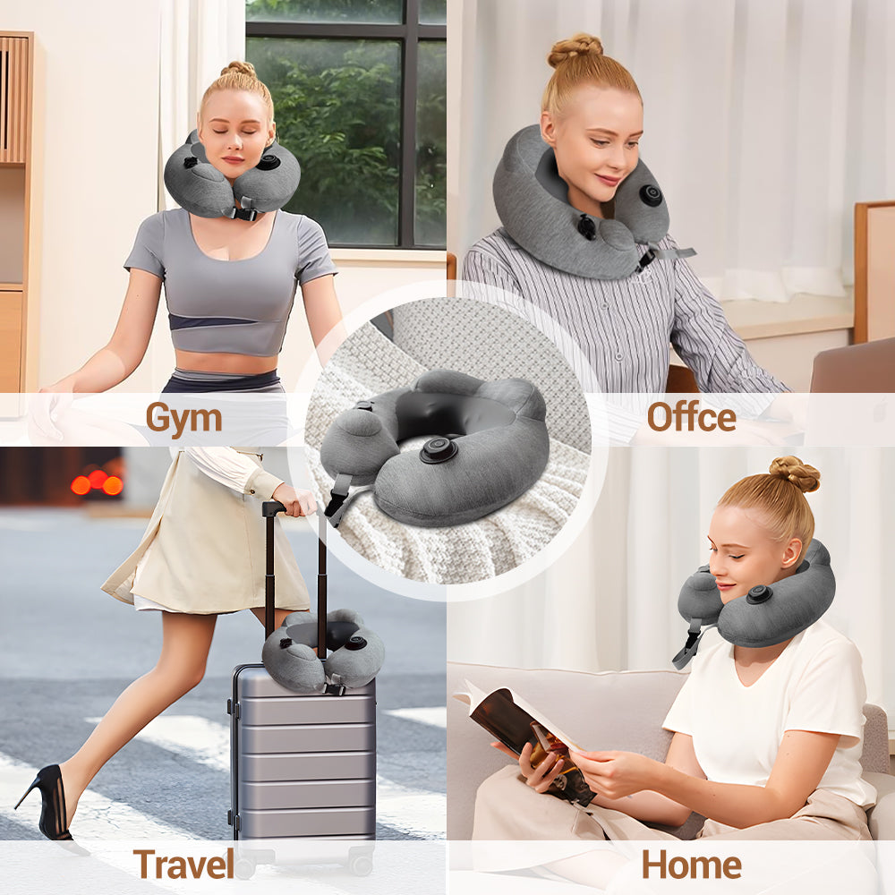 3-Mode Inflatable Neck Massage Pillow for Travel & Relaxation
