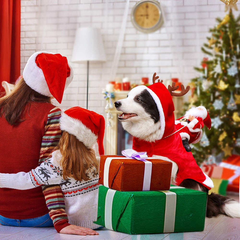 Dog Christmas Clothes / Santa Claus Riding Deer