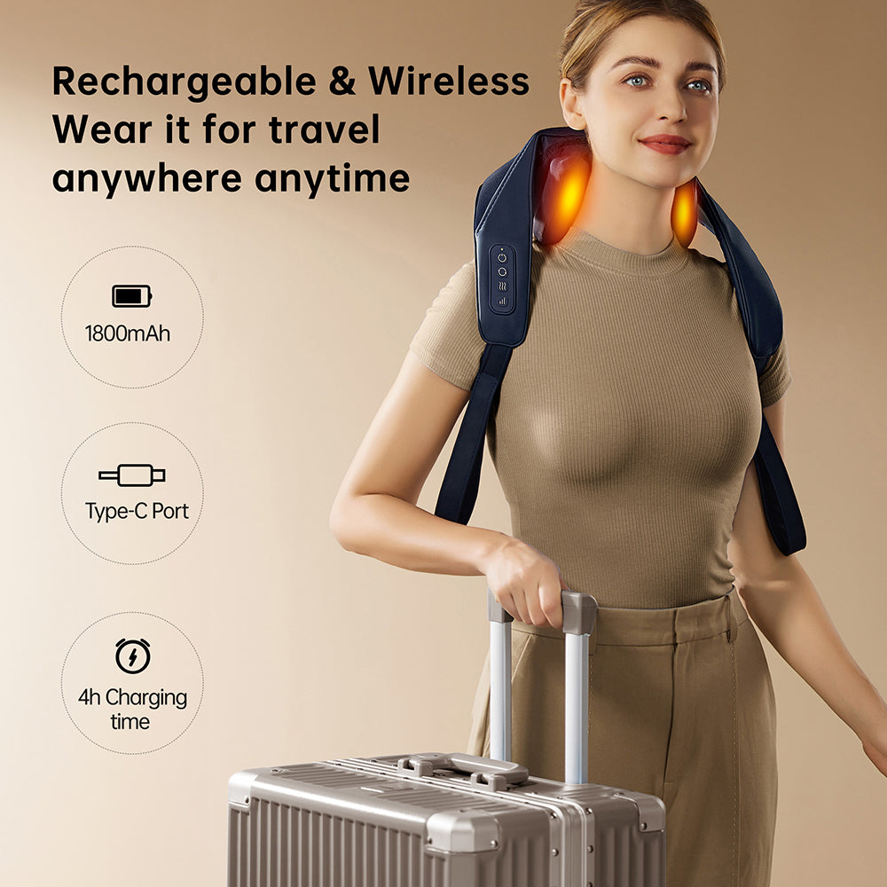 Portable Kneading Shoulder & Neck Massager with Heat Therapy