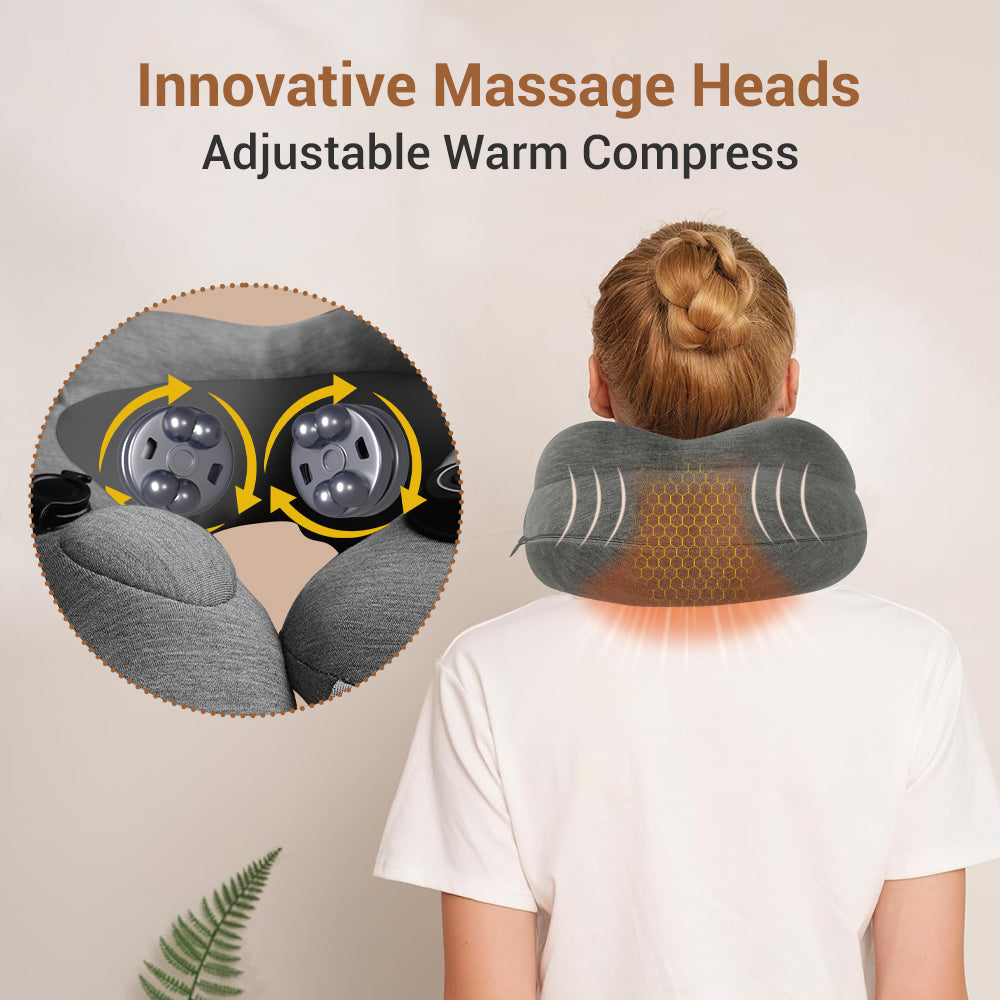 3-Mode Inflatable Neck Massage Pillow for Travel & Relaxation