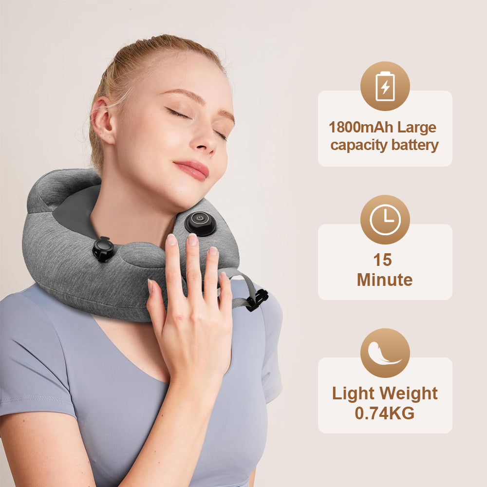 3-Mode Inflatable Neck Massage Pillow for Travel & Relaxation