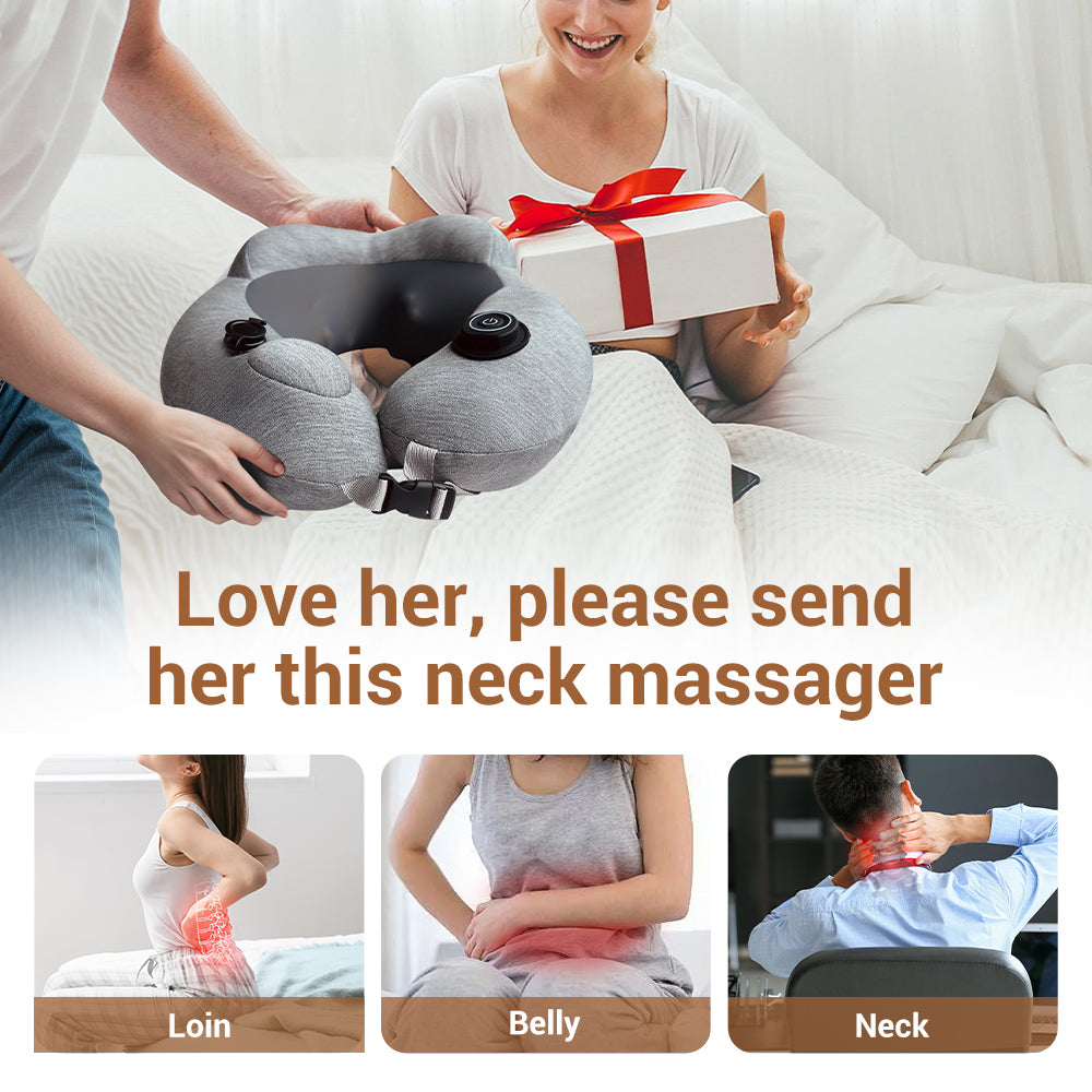 3-Mode Inflatable Neck Massage Pillow for Travel & Relaxation