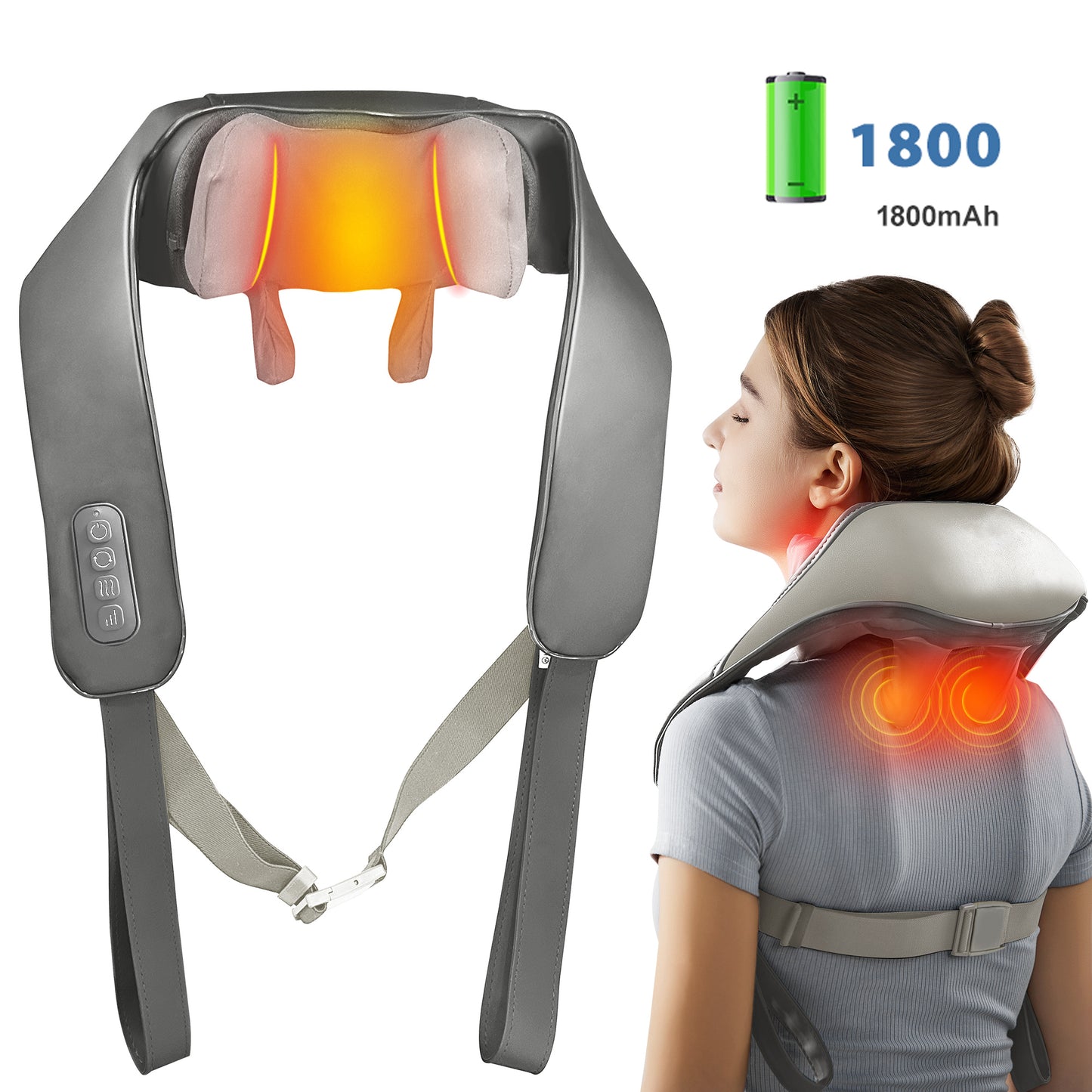 Portable Kneading Shoulder & Neck Massager with Heat Therapy