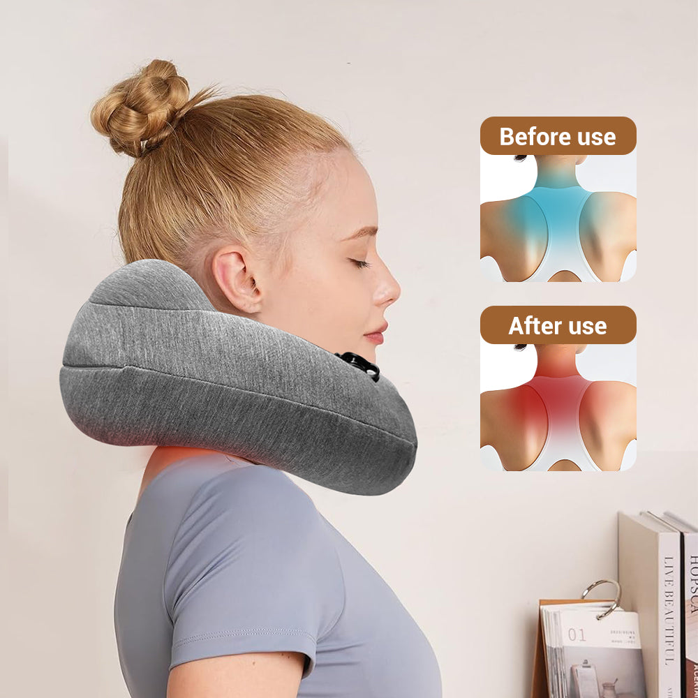 3-Mode Inflatable Neck Massage Pillow for Travel & Relaxation